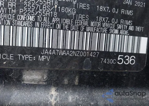 2022 Mitsubishi Eclipse Se S-Awc/Se Special Edition S-Awc/Sel S-Awc/Sel Special Edition S-Awc z USA, uszkodzony, nr VIN JA4ATWAA2NZ001427